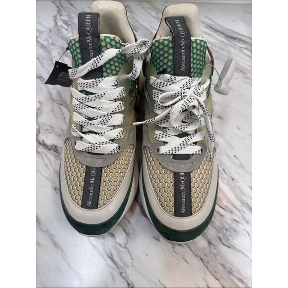 Alexander McQueen Green, Cream and Beige Mesh Runner Sneakers main image 6